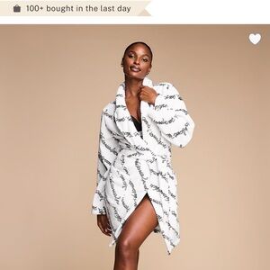 Victoria's Secret Black and White Script Robe